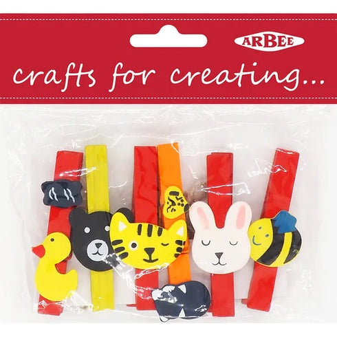 Wooden Cat Theme Craft Large Pegs