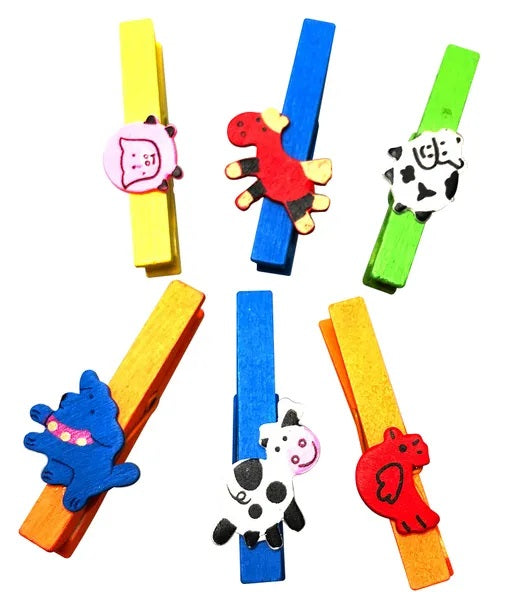 Wooden Farmyard Theme Craft Large Pegs