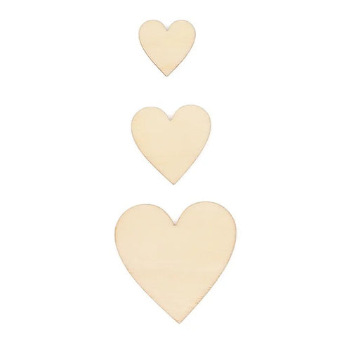 Wooden Flat Hearts Shapes