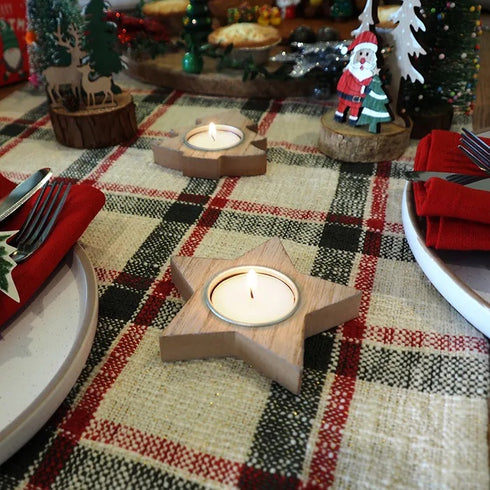 Tree Shape Wood Tealight Candle Holder