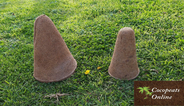 AussieSuperStore Homeware Supplies Conical Coir Liner with Steel Hanger (in 2 sizes) Conical Coir Liner with Steel Hanger | Cone Coco Liner | Cone Coir Shaped Liner