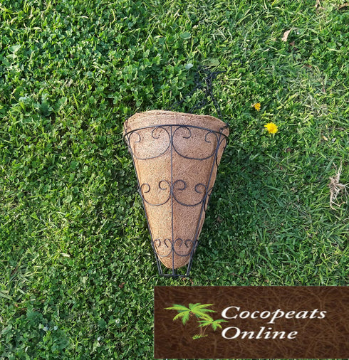 AussieSuperStore Homeware Supplies Conical Coir Liner with Steel Hanger (in 2 sizes) Conical Coir Liner with Steel Hanger | Cone Coco Liner | Cone Coir Shaped Liner