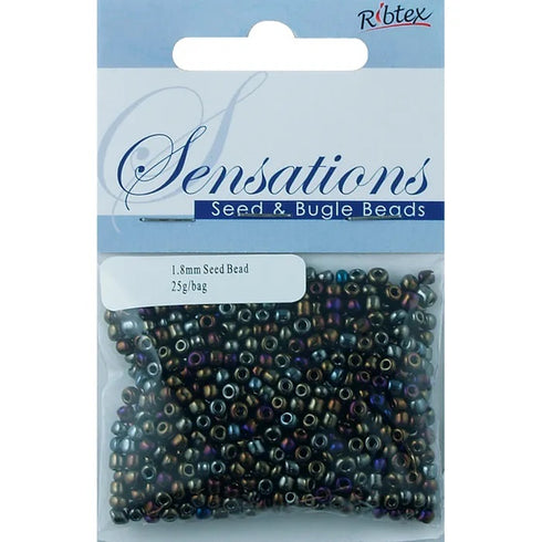 1.8mm Glass Seed Beads - 25g (available in 34 colours)