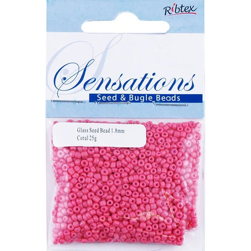 1.8mm Glass Seed Beads - 25g (available in 34 colours)