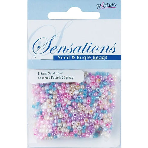 1.8mm Glass Seed Beads - 25g (available in 34 colours)