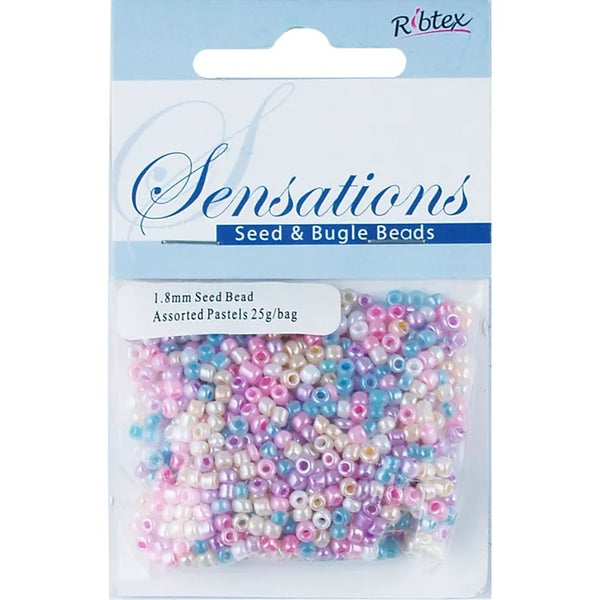 1.8mm Glass Seed Beads - 25g (available in 34 colours)