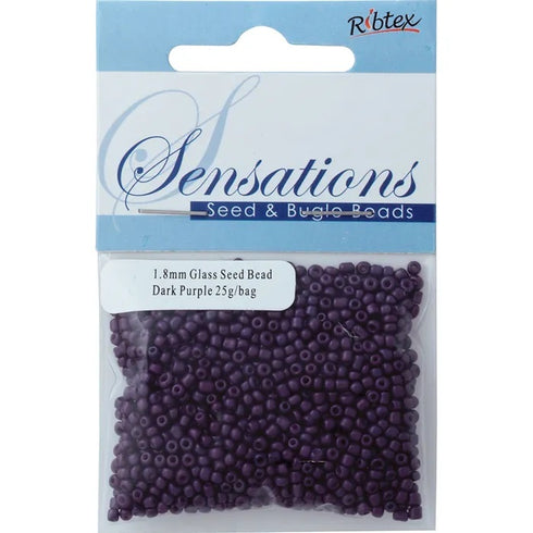 1.8mm Glass Seed Beads - 25g (available in 34 colours)