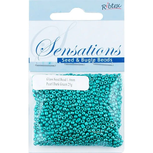 1.8mm Glass Seed Beads - 25g (available in 34 colours)