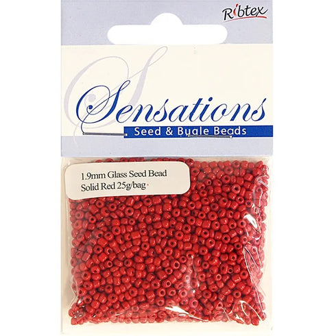 1.8mm Glass Seed Beads - 25g (available in 34 colours)