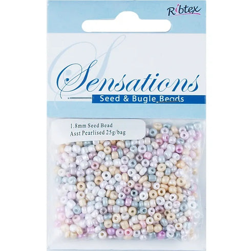 1.8mm Glass Seed Beads - 25g (available in 34 colours)