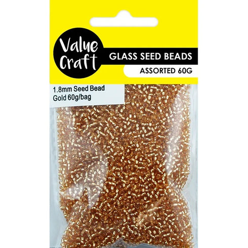1.8mm Gold Colour Glass Seed Beads