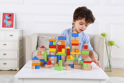 Wooden Building Block Set - 100pcs