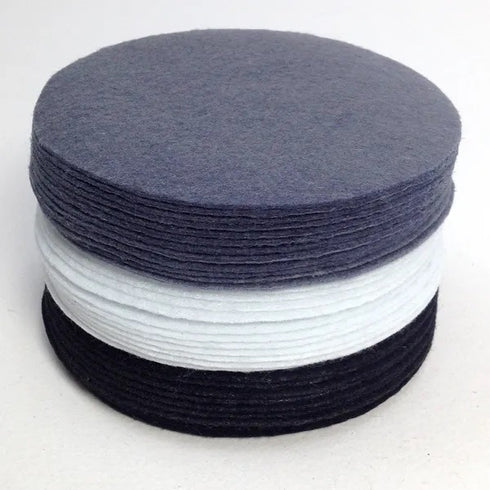 10cm Grey, White & Black Colours Round Shape Felt Sheets