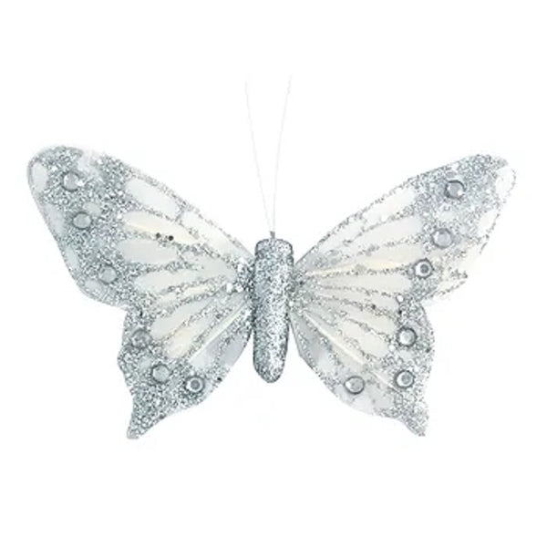 10cm Silver Rhinestone Butterfly