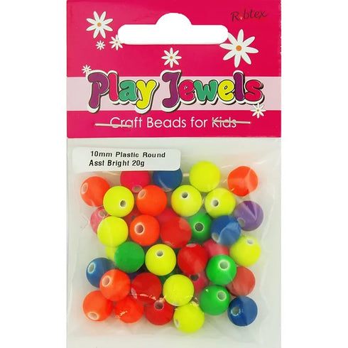 10mm Assorted Colours Plastic Round Beads