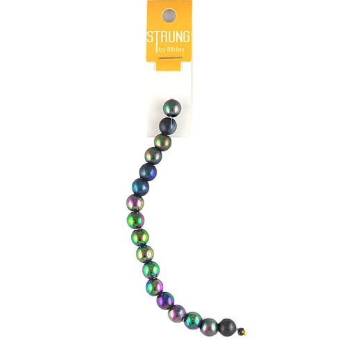 10mm Black AB Colour Round Pearl Strung Beads