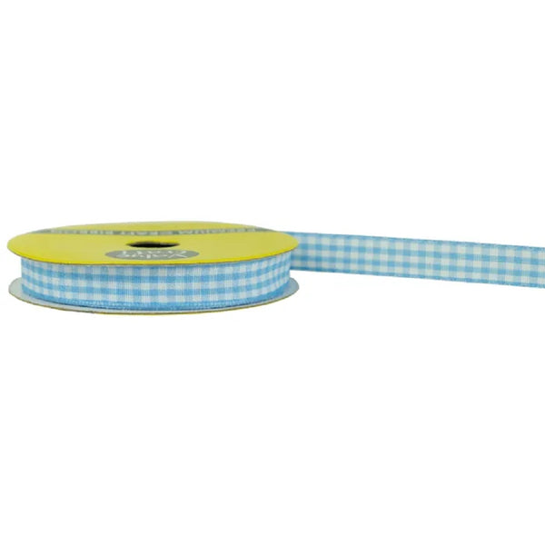 10mm Blue Colour Gingham Ribbon
