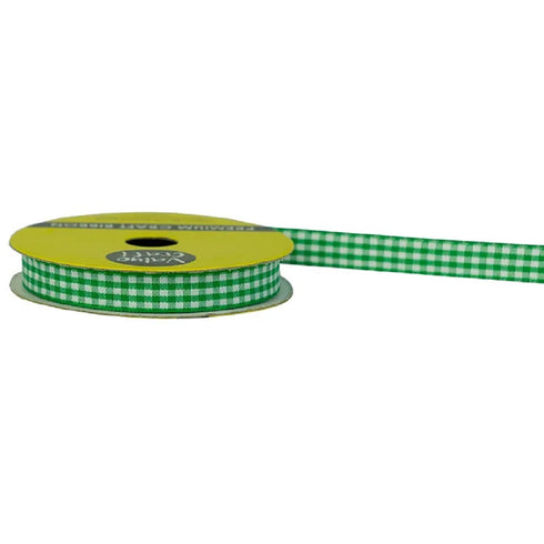 10mm Green Colour Gingham Ribbon