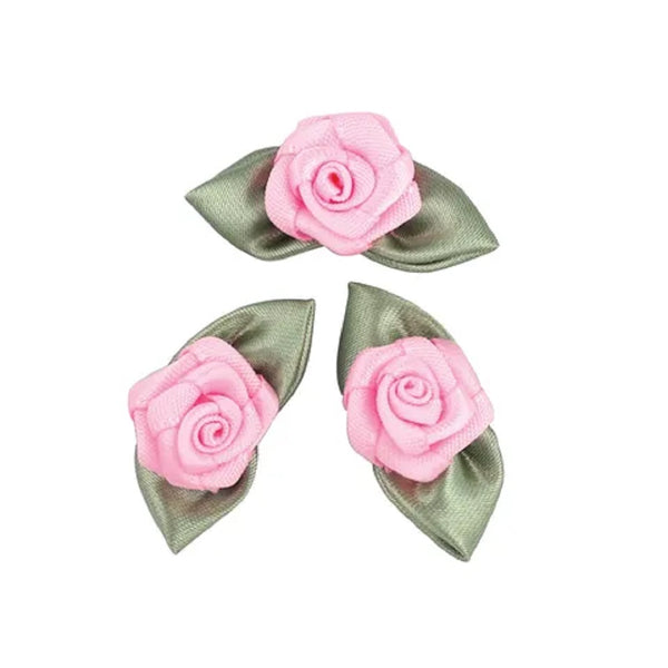 Satin Grub Rose with Leaves (available in 3 colours)