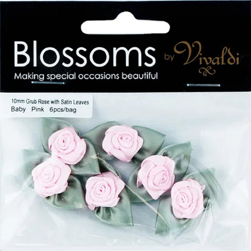 Satin Grub Rose with Leaves (available in 3 colours)