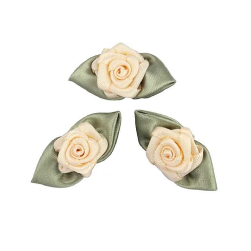 Satin Grub Rose with Leaves (available in 3 colours)
