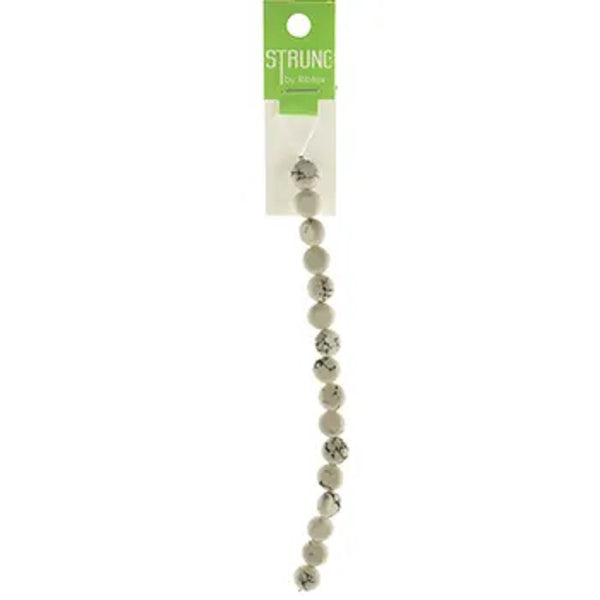 10mm Marble Flat Round Strung Beads