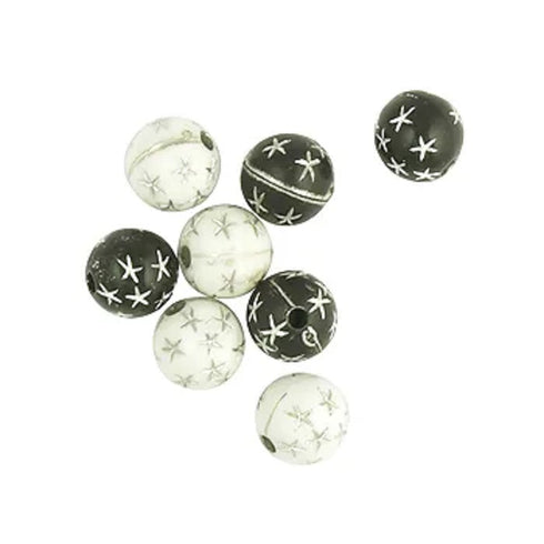 10mm Plastic Round Bead with Stars