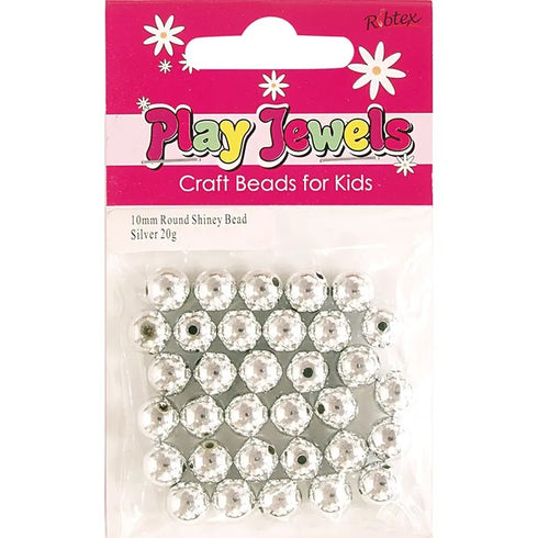 10mm Plastic Round Shiny Beads (available in 2 colours)