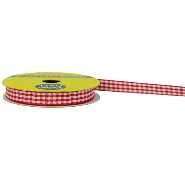 10mm Red Colour Gingham Ribbon