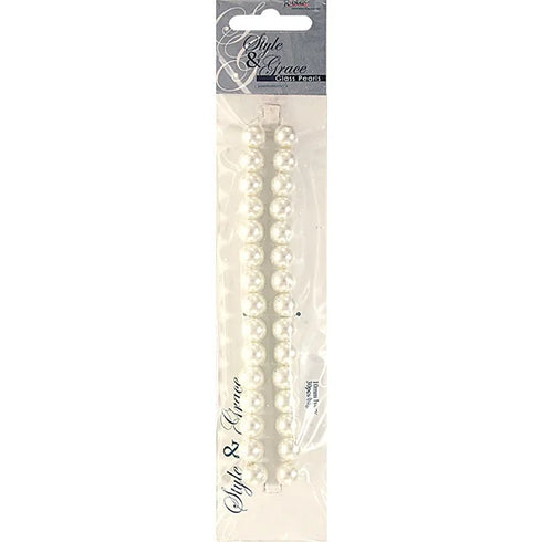 10mm Round Glass Pearl Beads (available in 3 colours)