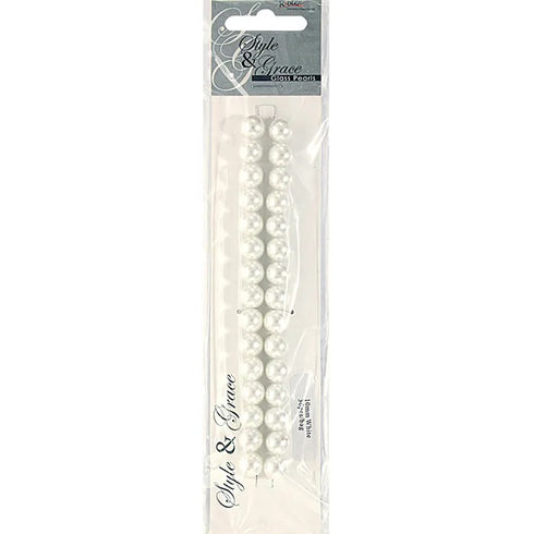 10mm Round Glass Pearl Beads (available in 3 colours)