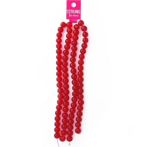 10mm Round Glass Strung Beads - 84pcs (available in 3 colours)