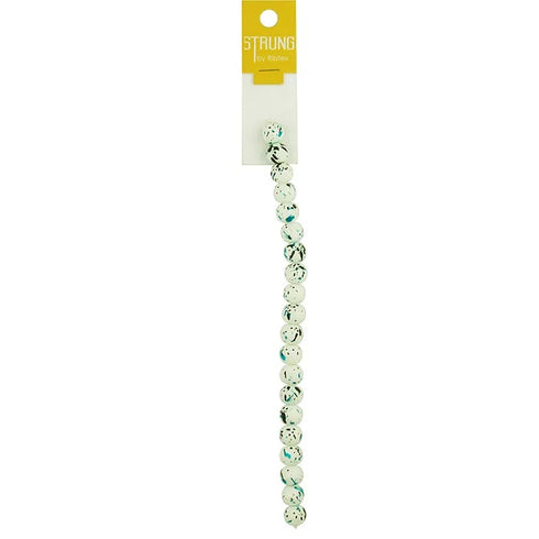 10mm Round Glass White Bead with Paint Splat Strung Beads