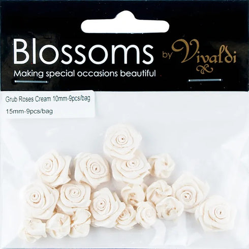 10mm & 15mm Assorted Grub Rose Flowers (available in 8 colours)