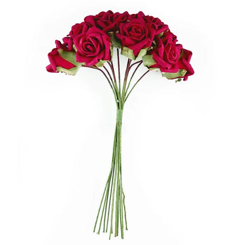 12 Heads Foam Rose Flowers Bunch (available in 8 colours)