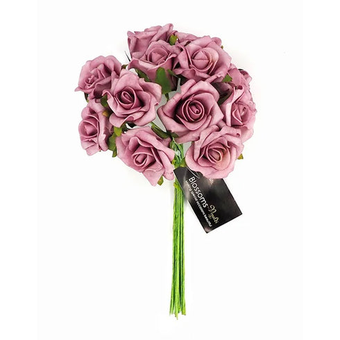 12 Heads Foam Rose Flowers Bunch (available in 8 colours)