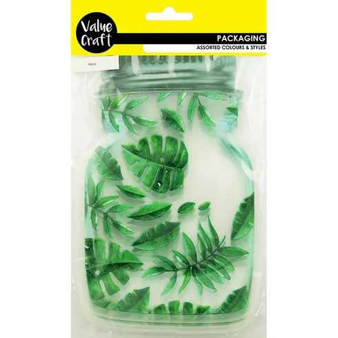 12cm x 19.5cm Mason Jar Shaped Zip Lock Bags (available in 2 designs)