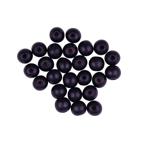 12mm Black Wooden Round Beads