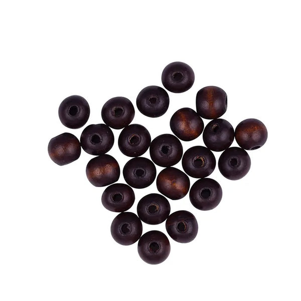 12mm Dark Brown Wooden Round Beads