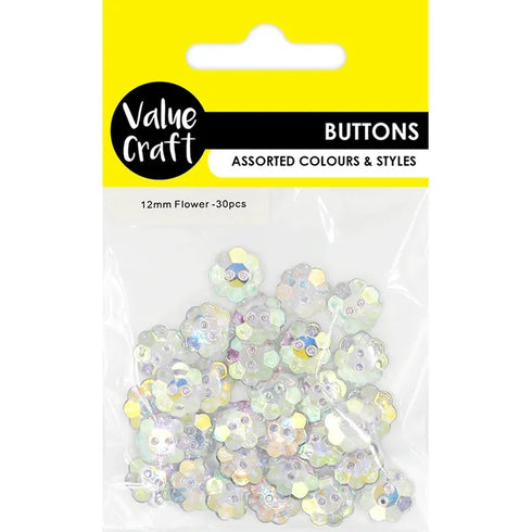 12mm Iridescent Flower Buttons