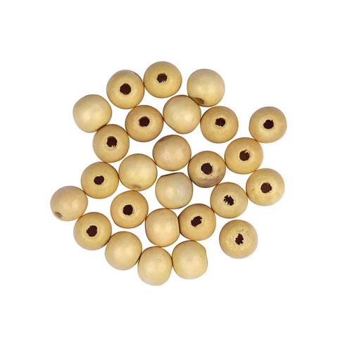12mm Natural Wooden Round Beads