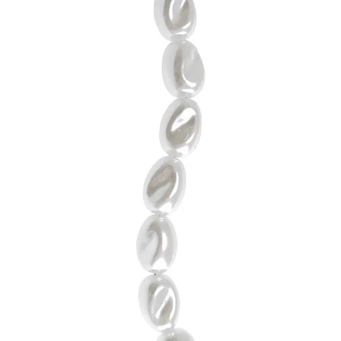 12mm Oblong Dimpled Pearl Strung Beads