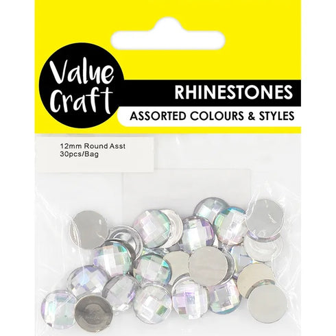 12mm Round AB Colours Rhinestones