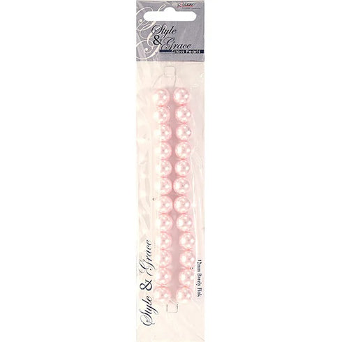 12mm Round Glass Pearl Beads (available in 3 colours)