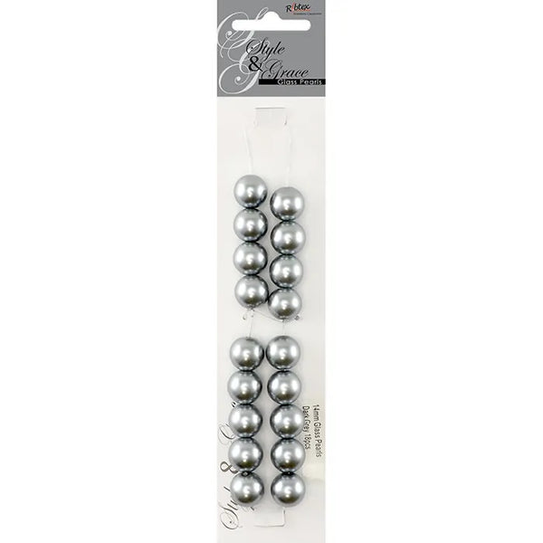 14mm Round Glass Pearl Beads (available in 4 colours)