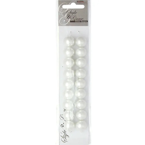 14mm Round Glass Pearl Beads (available in 4 colours)