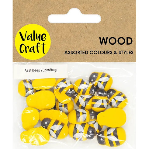 15mm-19mm Wooden Bees Embellishment