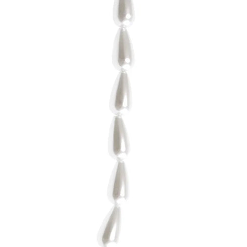 15mm Glass Teardrop Pearl Strung Beads
