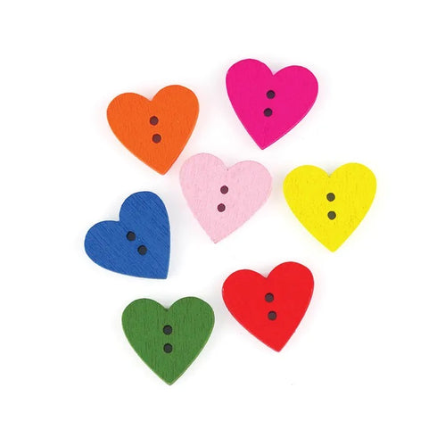 15mm Heart Wooden Buttons