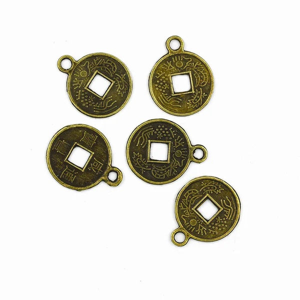15mm Metal Alloy Chinese Coin Charms